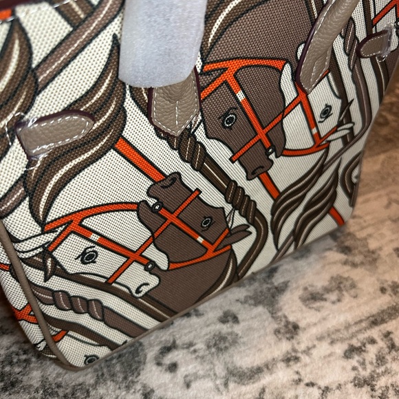 Elegant Patterned Satchel in Tan and Brown - Picture 5 of 6